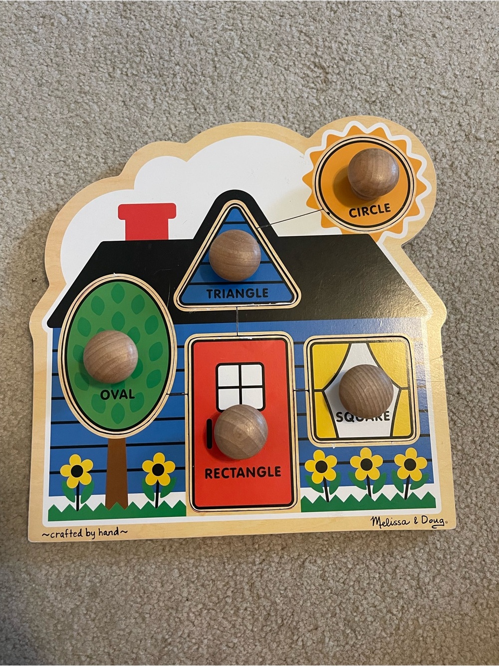 Melissa & Doug Blue, Red, Yellow Shape Sorting House Puzzle